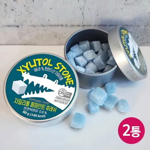 구강유산균함유 자일리톨 캔디 페퍼민트 후레쉬 60g x2개