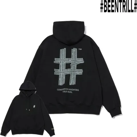 [ 롯데백화점 ][빈트릴]리플랙티브 해시태그 오버핏 후드티 BA233HM002