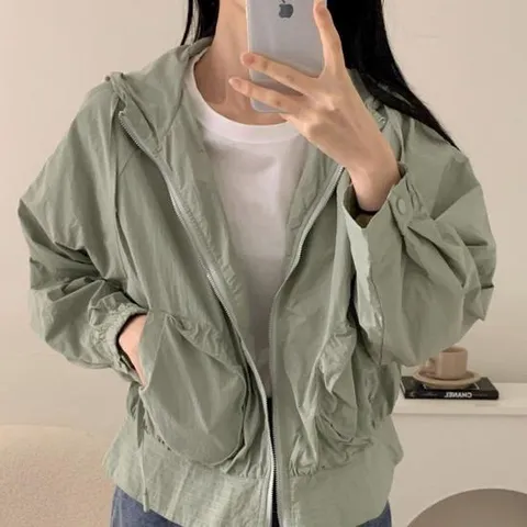 시보리 후드집업 봄바람막이 숏야상 사파리자켓