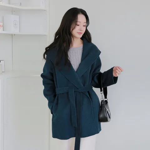 [르포엠]캐시미어 블렌드 핸드메이드 후드코트