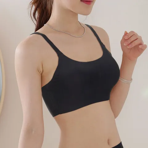 제임스딘 끈형 프리컷 메쉬 퓨징 쿨 무봉제 심리스 스포츠 브라탑