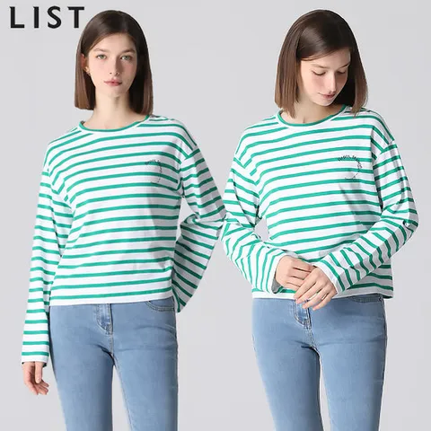 [리스트(LIST)] 메종 백 레터링 스트라이프 티셔츠 (택가격 118000원)