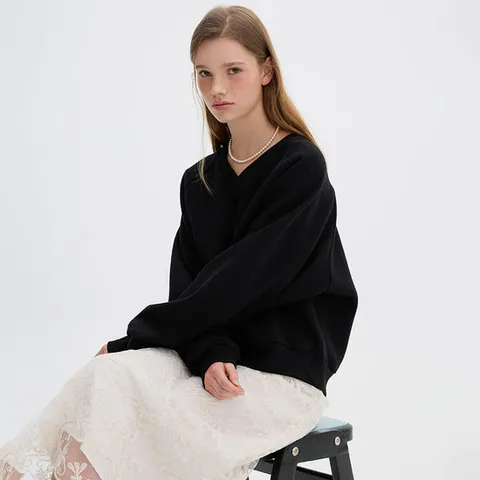 [ 롯데백화점 ][올리브데올리브]V넥 본딩 오버핏 스웨트셔츠(OH5XE980)