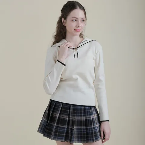 세일러카라 긴팔 니트