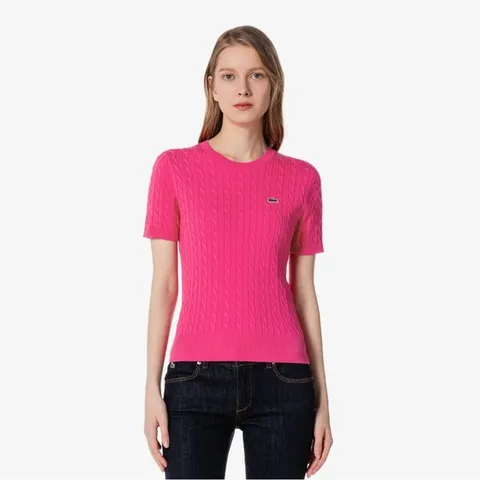 라코스테 공식 여성 케이블 반팔 크루넥 풀오버 AF490E-55G I1L