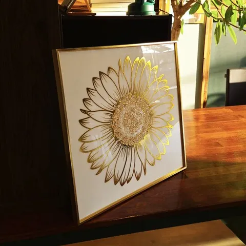 크리스탈 큐빅 골드 금박 해바라기 그림 액자 집들이 개업선물 중 (50X50)
