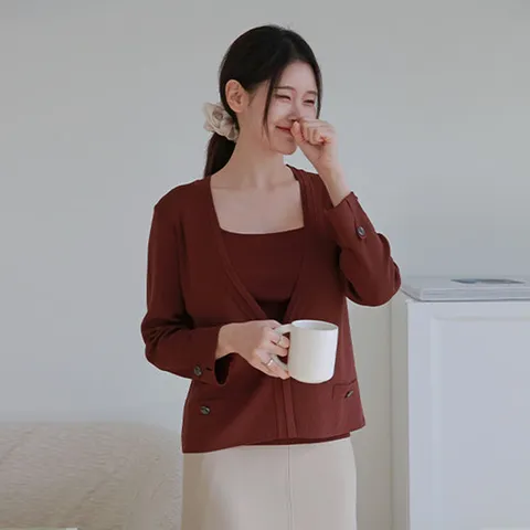 [르포엠]앙띠안 니트탑 가디건 앙상블 2종세트