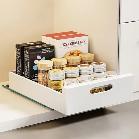 무타공 철제 슬라이딩 수납함 밥솥 선반_수납장 정리함_XL사이즈