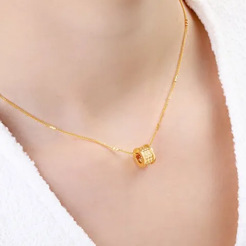 여자 순금 목걸이 [스터드 원통]