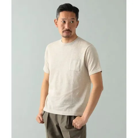 린넨 코튼 크루넥 니트 티셔츠