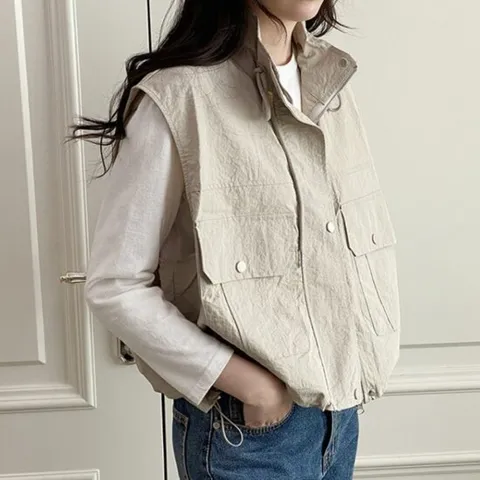 하이넥조끼 봄바람막이 밑단스토퍼 블루종 바스락 야상