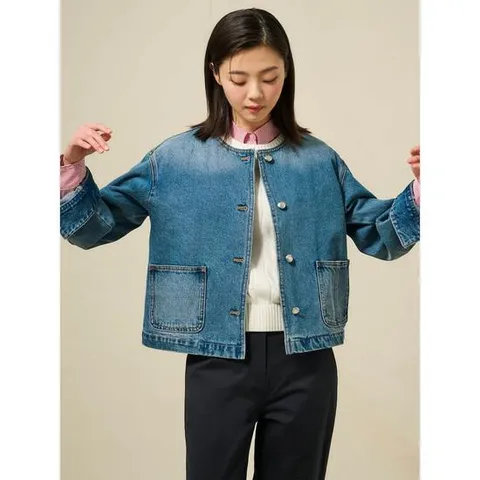 [빈폴레이디스] 코튼 데님 트러커 재킷 블루 (BF5239C03P)