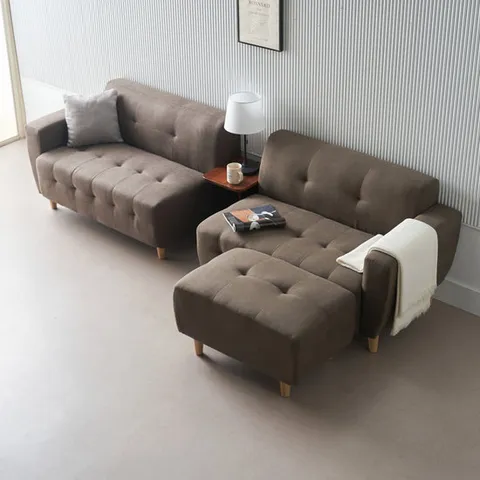 브릿지 2인소파 스툴포함 카우치 모듈 에어레더/패브릭