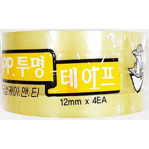 업체 사무 문구 투명4절테이프(12mmx25mx4개)X10개 불투명