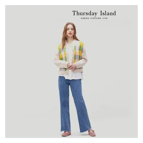 [써스데이아일랜드][Thursday Island] 4도 사각 자카드 가디건(T