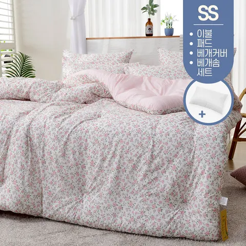장미 모달 봄 가을 겨울 간절기 사계절 먼지없는 차렵 이불 침구 슈퍼싱글 SS 패드 세트 (베개솜포함)