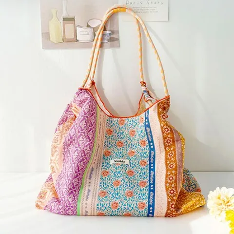 에스닉 보헤미안 오렌지 빅 숄더 쇼퍼백 바쿠백