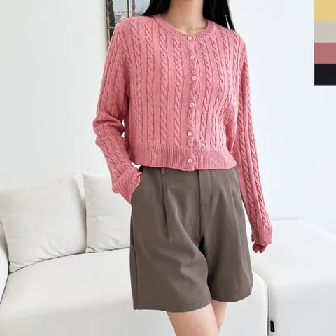 [179st.w]2L-PPT 1001 여자 릴리루즈 꽈배기크롭니트가디건