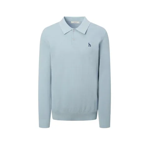 헤지스 남성 25SS 스카이 블루 쿨코튼 마이크로 조직 카라 니트 HZSW5A232B2