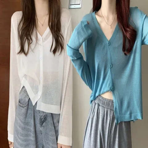 [오너클랜]인기상품 여름 시스루 얇은 가디건 V넥 에어컨 바람막