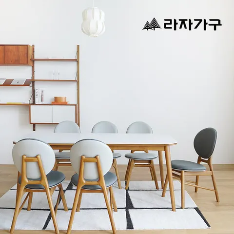 라자가구 쿠키 6인 1800 세라믹 식탁 세트 의자형