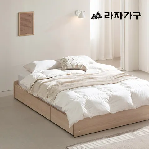 라자가구 베티 A형 서랍형 침대 프레임 Q + 라텍스7존포켓매트