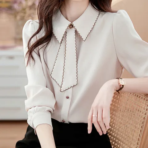 [블랙퀸] 지그문 스티치 스카프 블라우스 blk003303