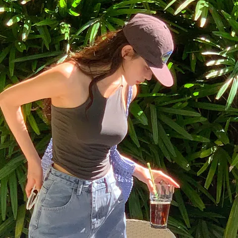 비치팜 / 푸딩 홀터넥 캡나시 여름 브라 탑 크롭 비치룩