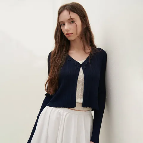 [SATIN] 레이스 테이프 니트 가디건 O252T902