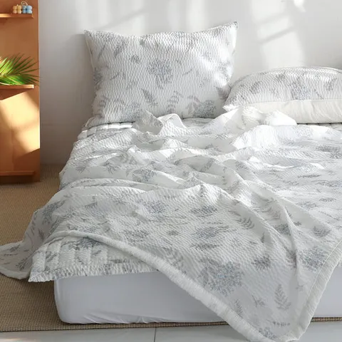 바숨 가든 시어서커 여름이불 홑이불+침대패드+베개커버 세트 퀸 Q