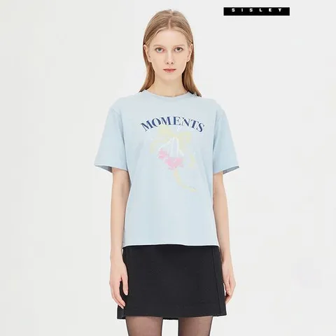 [시슬리] 뉴버니 리본 자수 티셔츠 SATS05411