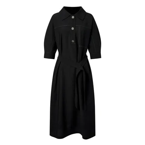 닥스 여성 24FW 클리어런스블랙 스트랩 H실루엣 셔츠형 반소매 원피스 DLDR4C707BK