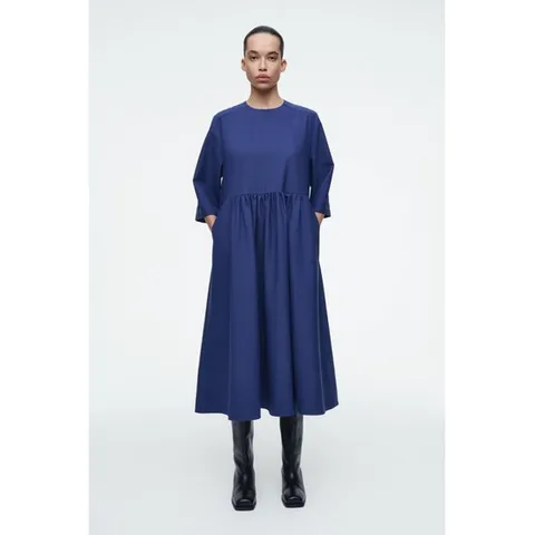 재팬 개더 울 블렌드 미디 드레스