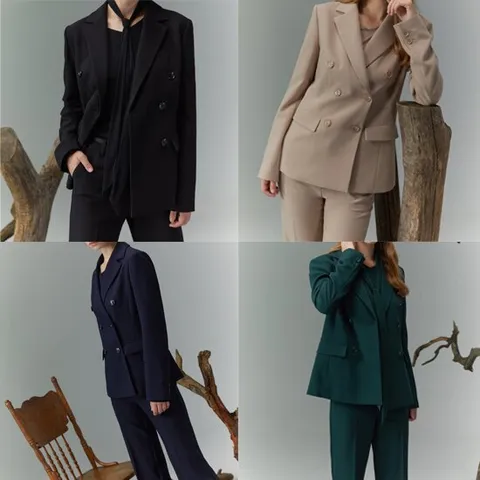 [품절임박] 끌레르바이브 클래식더블버튼수트셋업(자켓+팬츠)세트 2종