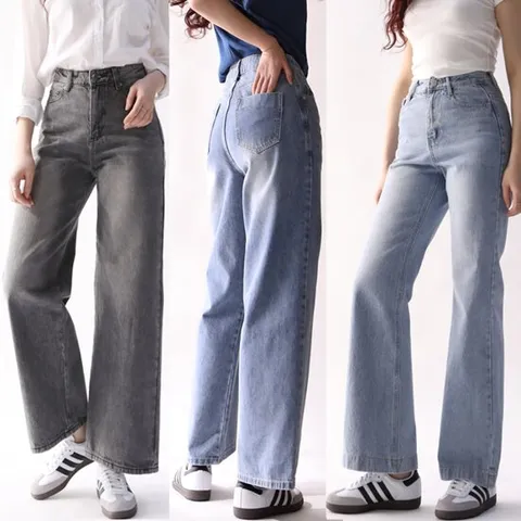 [헤이올리]  색상이 이쁜 리얼 데님 난스판 부츠컷/  L블루 데님 일자/ 그레이진 데님 일자 팬츠 3종택일