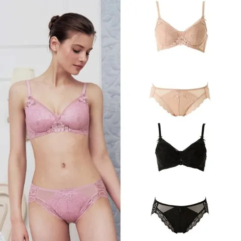 [ 롯데백화점 ]C컵 안입은듯 편한 저중심 소프트패드 여성 브라 레이스팬티세트 WBR2080A