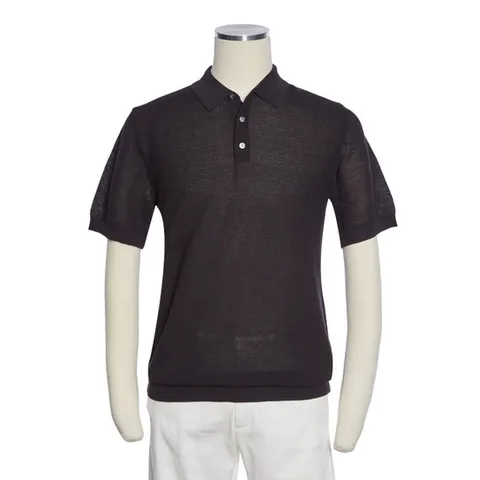 [ 롯데백화점 ]봄,여름 슬림핏 나일론 블랙 단추 카라티 RQFPKT58GRDL