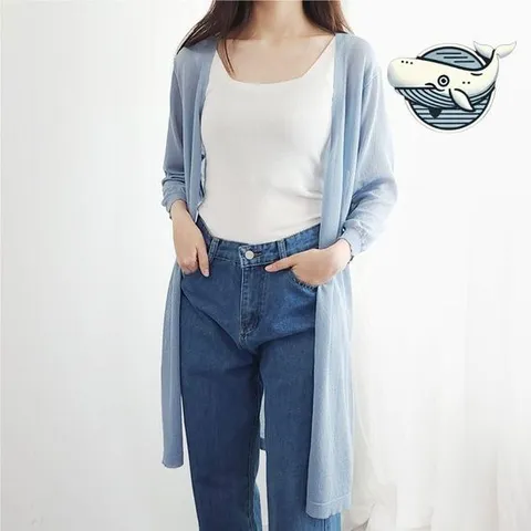 여성 여름용 라이트 롱 가디건 얇은 비치