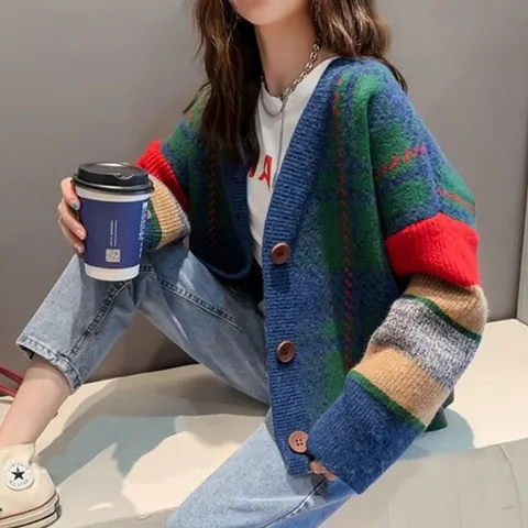 엣지 도톰 여성가디건 컬러풀 봄 가을 여자 가디건