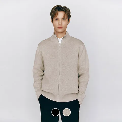[ 롯데백화점 ][지오다노]남성 봄 소프트 더블니트 립 스판 목넥 풀 집업 가디건 055507/01055507