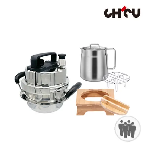 치치쿠쿠 IH 인덕션&가스 소형 3~4인 압력솥 2L [C_1세트] / 미니 가정용 스텐 솥밥 누룽지 가마솥 돌솥