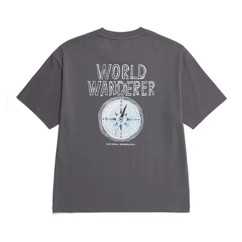 내셔널지오그래픽 N252UTS907 트레져 컨셉 나침반 그래픽 세미오버핏 반팔 티셔츠 GREY