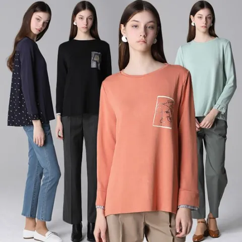 [르오트(LeOT)] 스프링 탱글 모달 티블라우스(4종택일)-사이즈 55~88다양