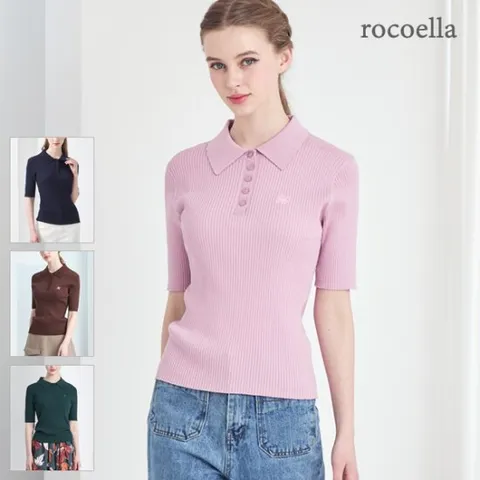 로코엘라 뮤첼 시그니쳐 반팔 카라 여성 니트