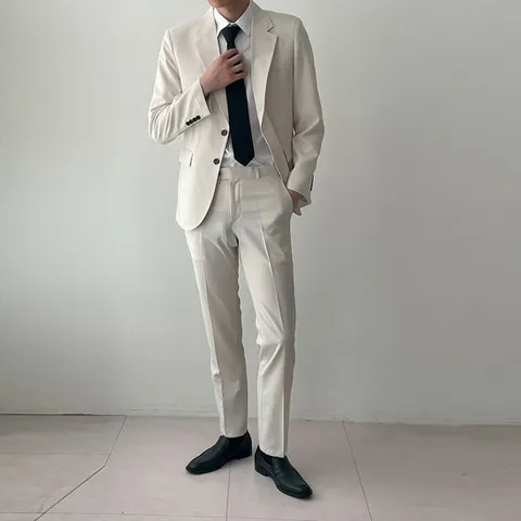 뉴메이드 / 현우 여름 비비드 베이지색 정장 수트 세트 셋업 양복
