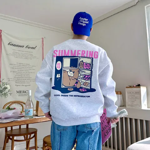 뉴메이드 / 강주 오버핏 냉장고 곰 맨투맨티셔츠