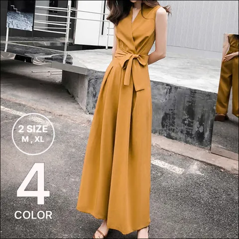 나바바 / NO882여성 세련미 깔끔 민소매 와이드 점프수트 4color 2사이즈