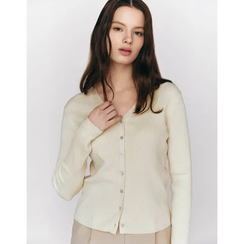 [ 롯데백화점 ]여 립 골지 브이넥 가디건 355516