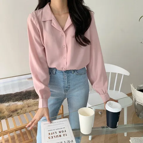 러블리감성 / 은경 오픈 카라 블라우스 셔츠