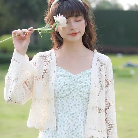 여름가디건 플라워 레이스 비키니 수영복 커버업 가디건 여름 데일리 숏로브